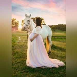 Chicaboo Pastel Rainbow Maxi photoshoot skirt